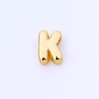 24K Gold Filled 15mm Personalized Monogram Chubby Bubble Initial Letter Alphabet Bead | AF079 - AF091