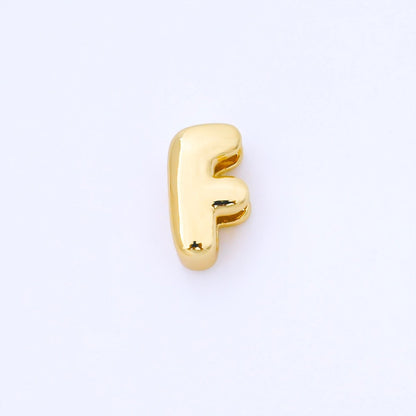 24K Gold Filled 15mm Personalized Monogram Chubby Bubble Initial Letter Alphabet Bead | AF079 - AF091