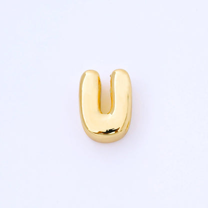 24K Gold Filled 15mm Personalized Monogram Chubby Bubble Initial Letter Alphabet Bead | AF079 - AF091