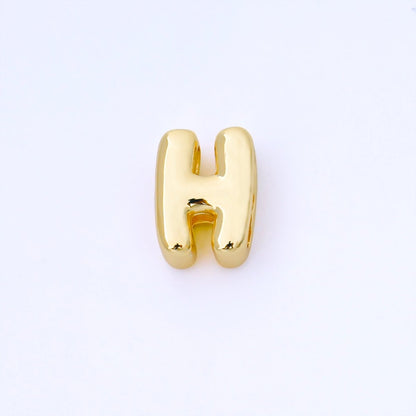 24K Gold Filled 15mm Personalized Monogram Chubby Bubble Initial Letter Alphabet Bead | AF079 - AF091