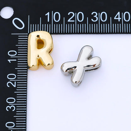 24K Gold Filled 15mm Personalized Monogram Chubby Bubble Initial Letter Alphabet Bead | AF079 - AF091