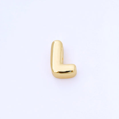 24K Gold Filled 15mm Personalized Monogram Chubby Bubble Initial Letter Alphabet Bead | AF079 - AF091