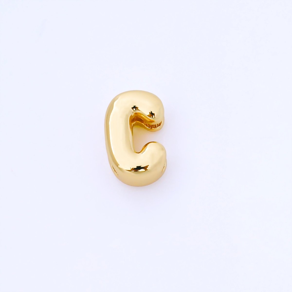 24K Gold Filled 15mm Personalized Monogram Chubby Bubble Initial Letter Alphabet Bead | AF079 - AF091