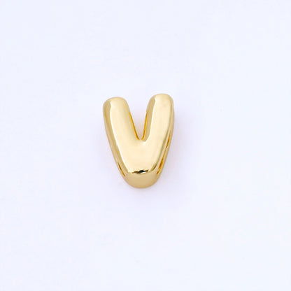 24K Gold Filled 15mm Personalized Monogram Chubby Bubble Initial Letter Alphabet Bead | AF079 - AF091