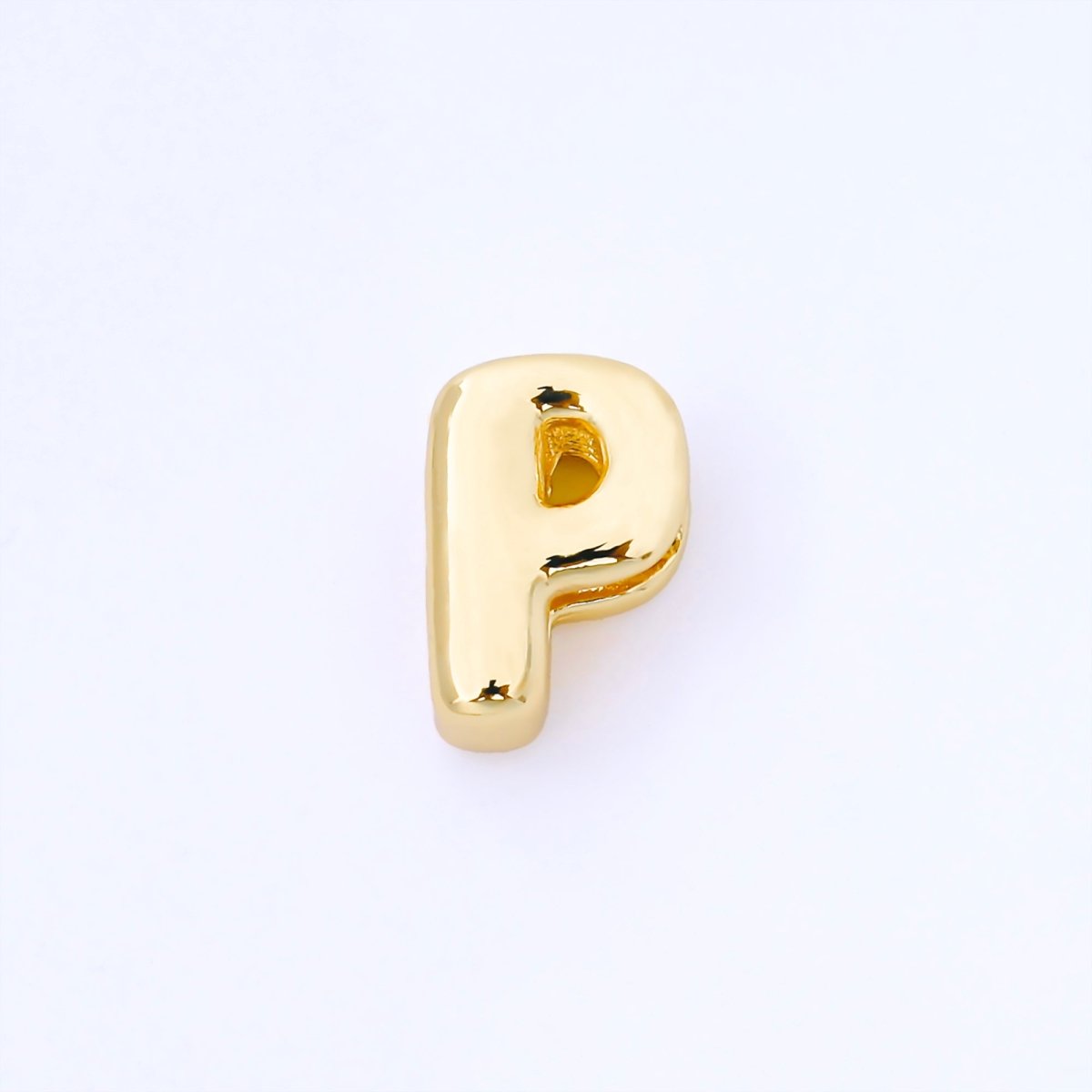 24K Gold Filled 15mm Personalized Monogram Chubby Bubble Initial Letter Alphabet Bead | AF079 - AF091