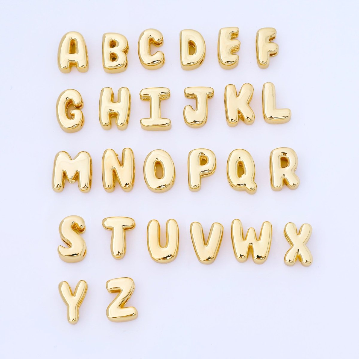 24K Gold Filled 15mm Personalized Monogram Chubby Bubble Initial Letter Alphabet Bead | AF079 - AF091