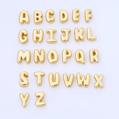 24K Gold Filled 15mm Personalized Monogram Chubby Bubble Initial Letter Alphabet Bead | AF079 - AF091