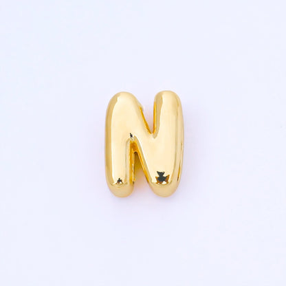 24K Gold Filled 15mm Personalized Monogram Chubby Bubble Initial Letter Alphabet Bead | AF079 - AF091