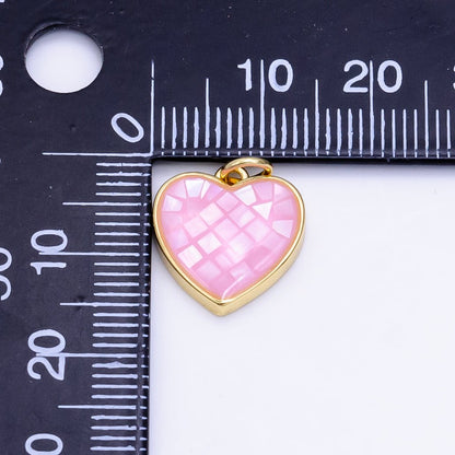 24K Gold Filled 15mm Pink Opal Bezel Heart Charm | D619