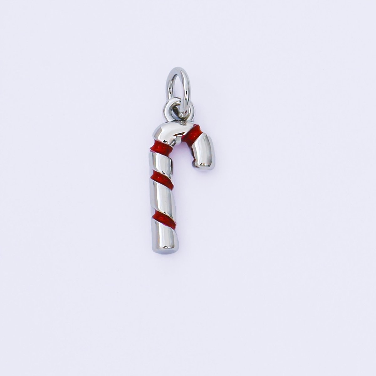 24K Gold Filled 15mm Red Candy Cane Christmas 3D Multidimensional Charm in Gold &amp; Silver | AF1297
