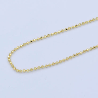 24K Gold Filled 1.5mm Round Beaded Chain 18 Inch Layering Necklace | WA-234