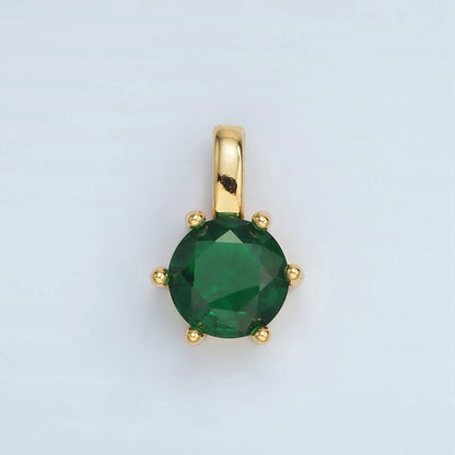 24K Gold Filled 15mm Round CZ Minimalist Personalized Pendant | AA1382