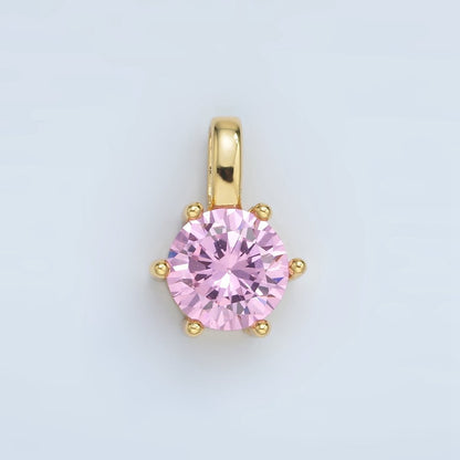 24K Gold Filled 15mm Round CZ Minimalist Personalized Pendant | AA1382