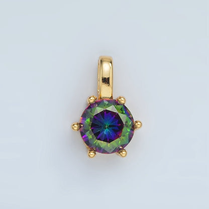 24K Gold Filled 15mm Round CZ Minimalist Personalized Pendant | AA1382