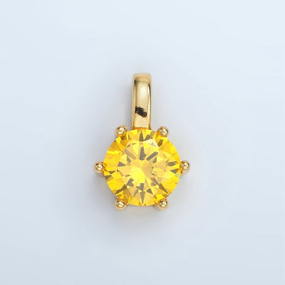 24K Gold Filled 15mm Round CZ Minimalist Personalized Pendant | AA1382
