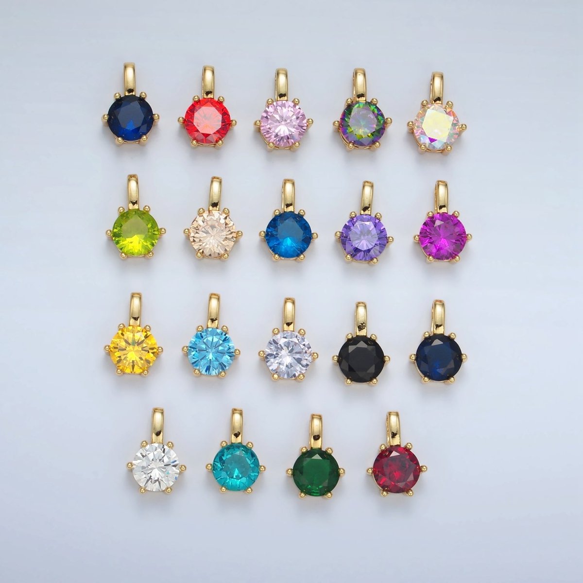 24K Gold Filled 15mm Round CZ Minimalist Personalized Pendant | AA1382