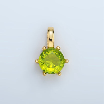 24K Gold Filled 15mm Round CZ Minimalist Personalized Pendant | AA1382