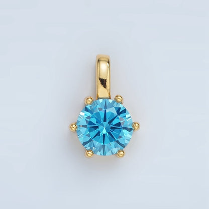 24K Gold Filled 15mm Round CZ Minimalist Personalized Pendant | AA1382