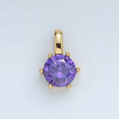 24K Gold Filled 15mm Round CZ Minimalist Personalized Pendant | AA1382
