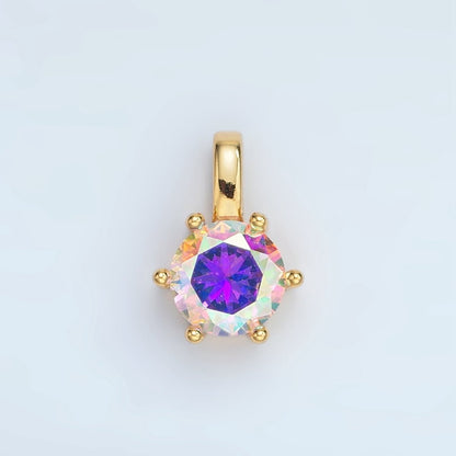 24K Gold Filled 15mm Round CZ Minimalist Personalized Pendant | AA1382