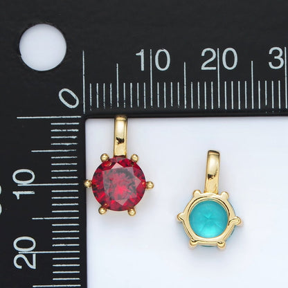24K Gold Filled 15mm Round CZ Minimalist Personalized Pendant | AA1382