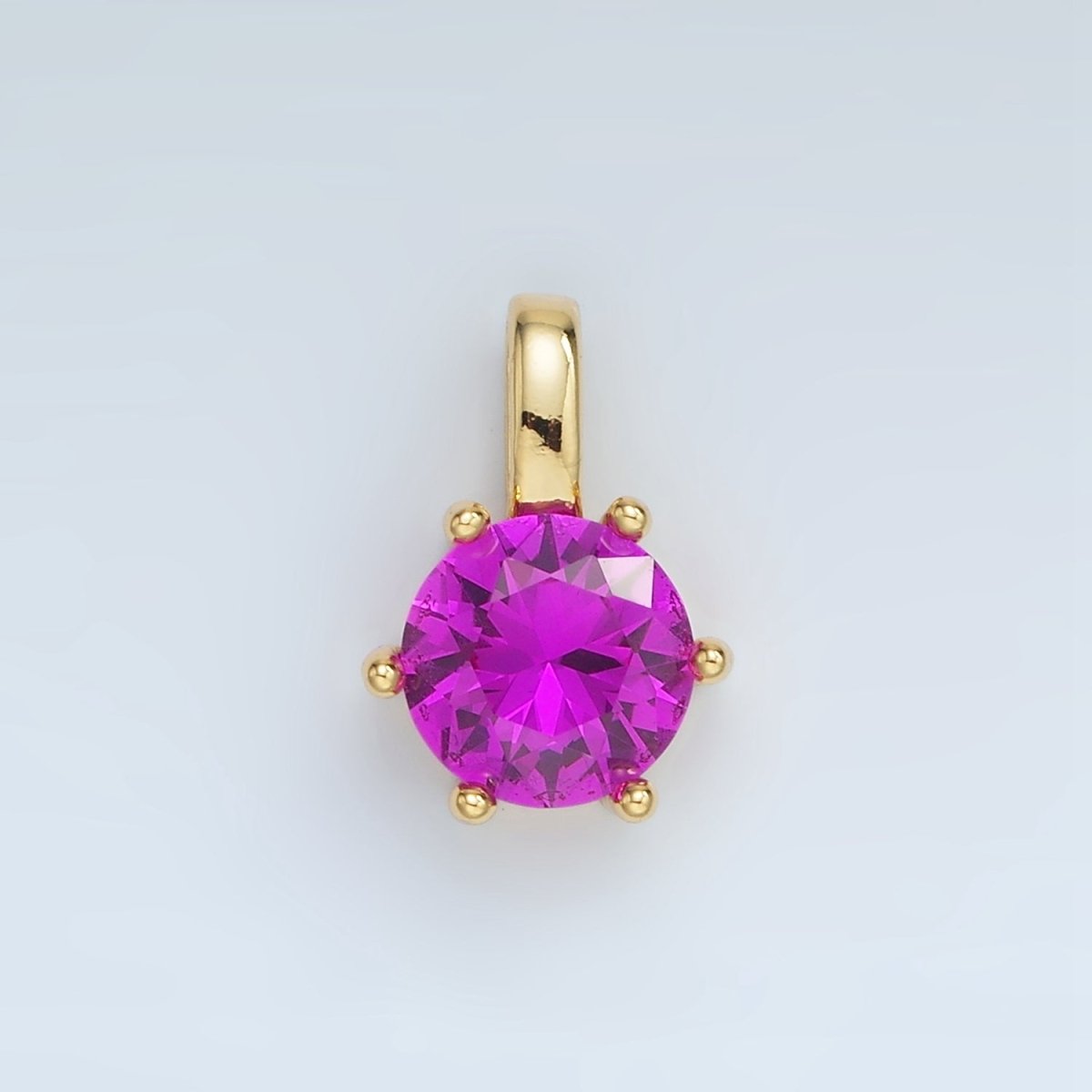 24K Gold Filled 15mm Round CZ Minimalist Personalized Pendant | AA1382