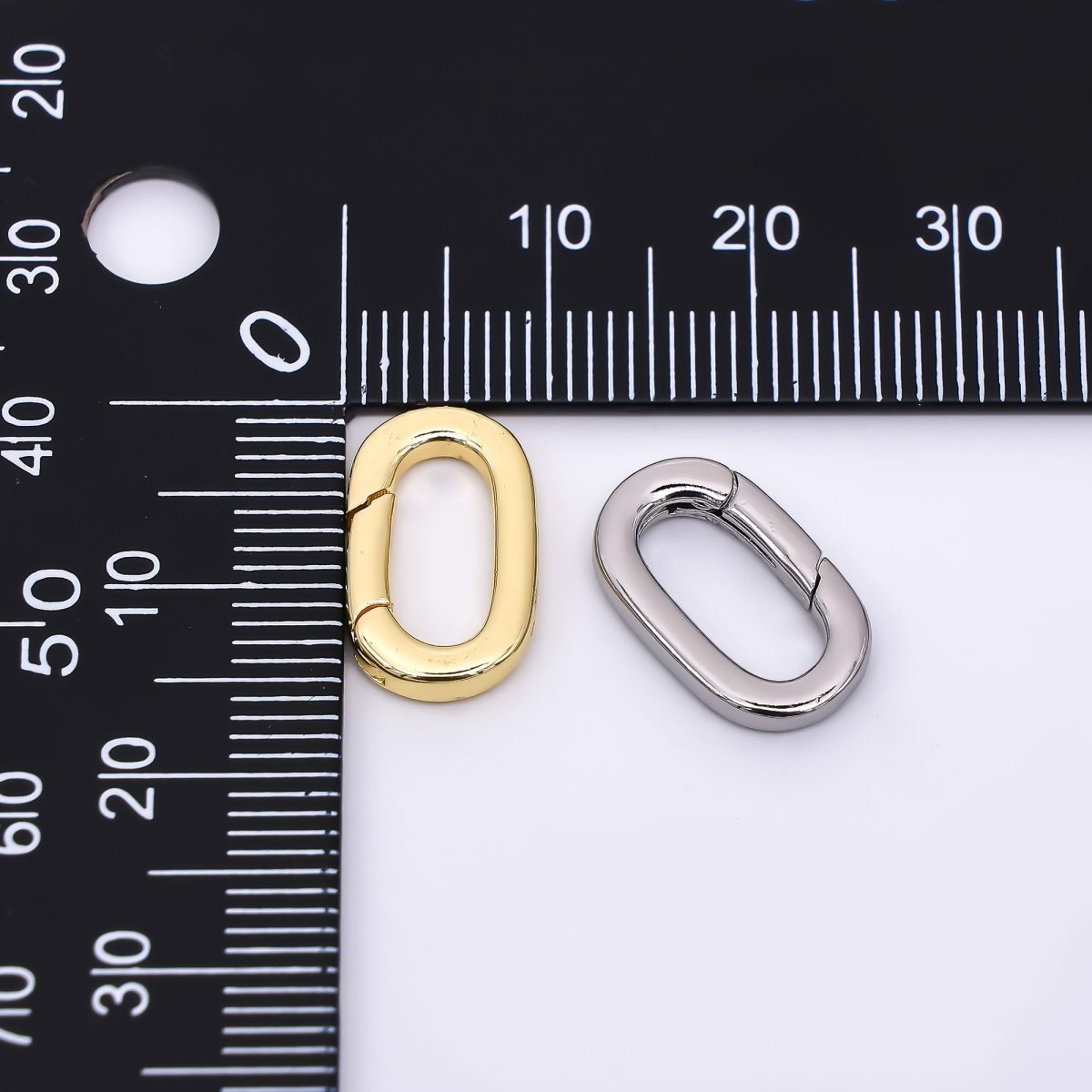 24K Gold Filled 15mm Rounded Oval Oblong Push Gate Closure Finding in Gold &amp; Silver | Z-1316
