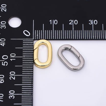 24K Gold Filled 15mm Rounded Oval Oblong Push Gate Closure Finding in Gold &amp; Silver | Z-1316