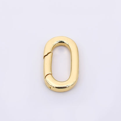 24K Gold Filled 15mm Rounded Oval Oblong Push Gate Closure Finding in Gold &amp; Silver | Z-1316