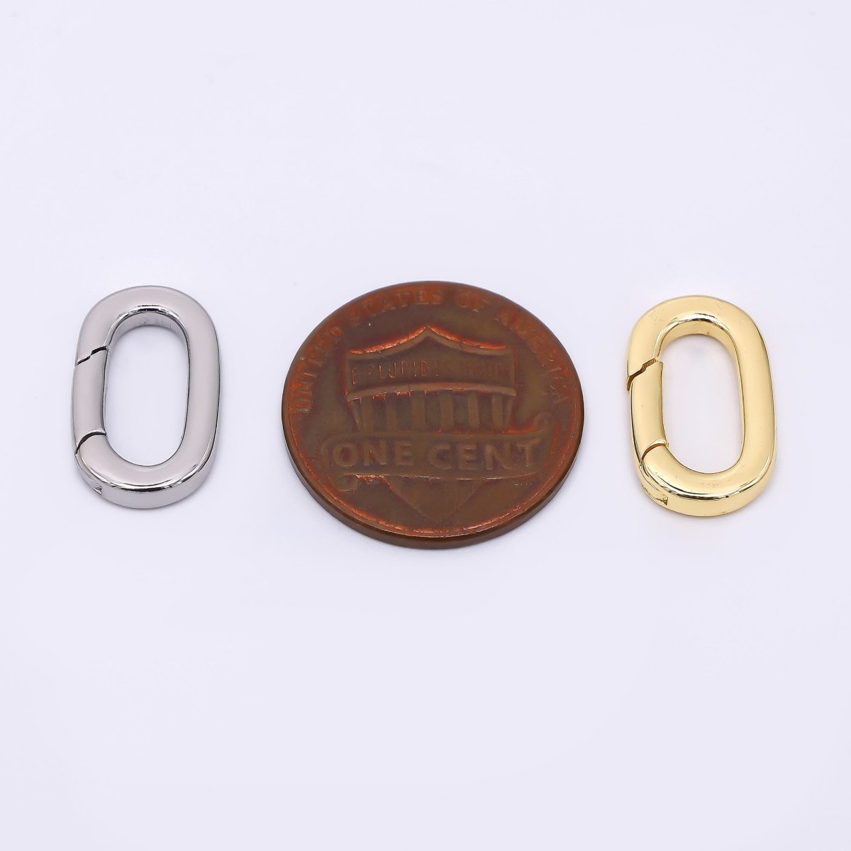 24K Gold Filled 15mm Rounded Oval Oblong Push Gate Closure Finding in Gold &amp; Silver | Z-1316