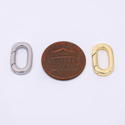 24K Gold Filled 15mm Rounded Oval Oblong Push Gate Closure Finding in Gold &amp; Silver | Z-1316