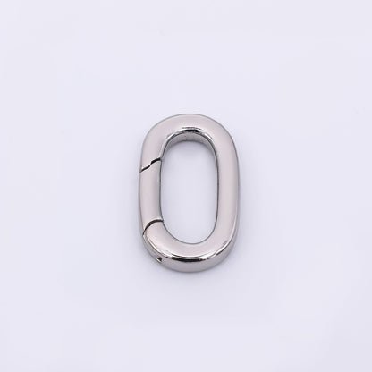 24K Gold Filled 15mm Rounded Oval Oblong Push Gate Closure Finding in Gold &amp; Silver | Z-1316