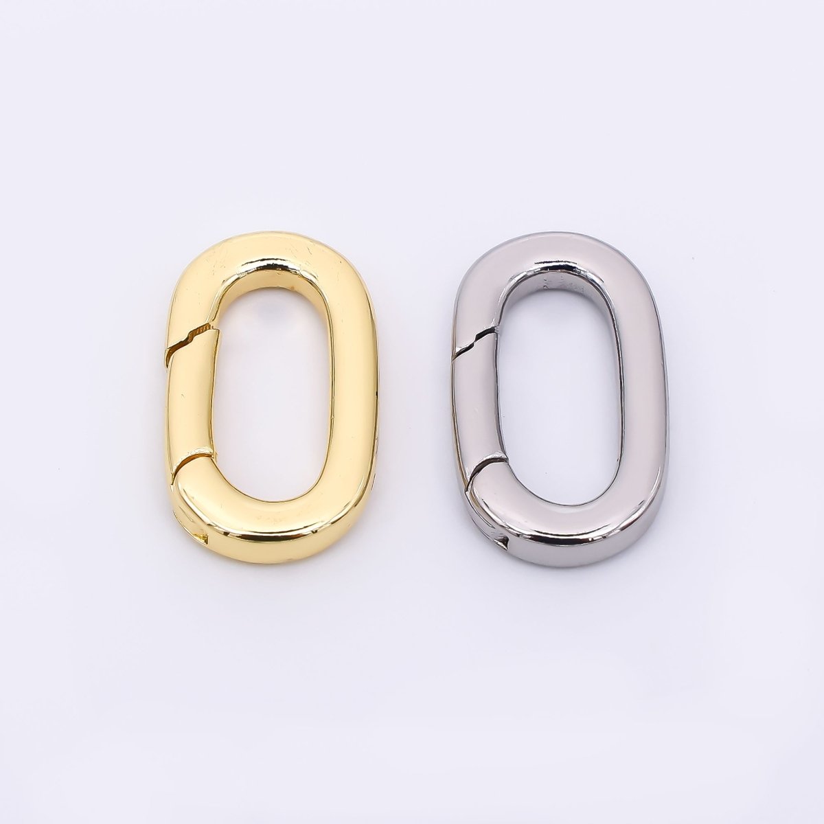 24K Gold Filled 15mm Rounded Oval Oblong Push Gate Closure Finding in Gold &amp; Silver | Z-1316
