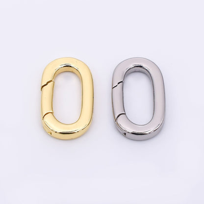 24K Gold Filled 15mm Rounded Oval Oblong Push Gate Closure Finding in Gold &amp; Silver | Z-1316