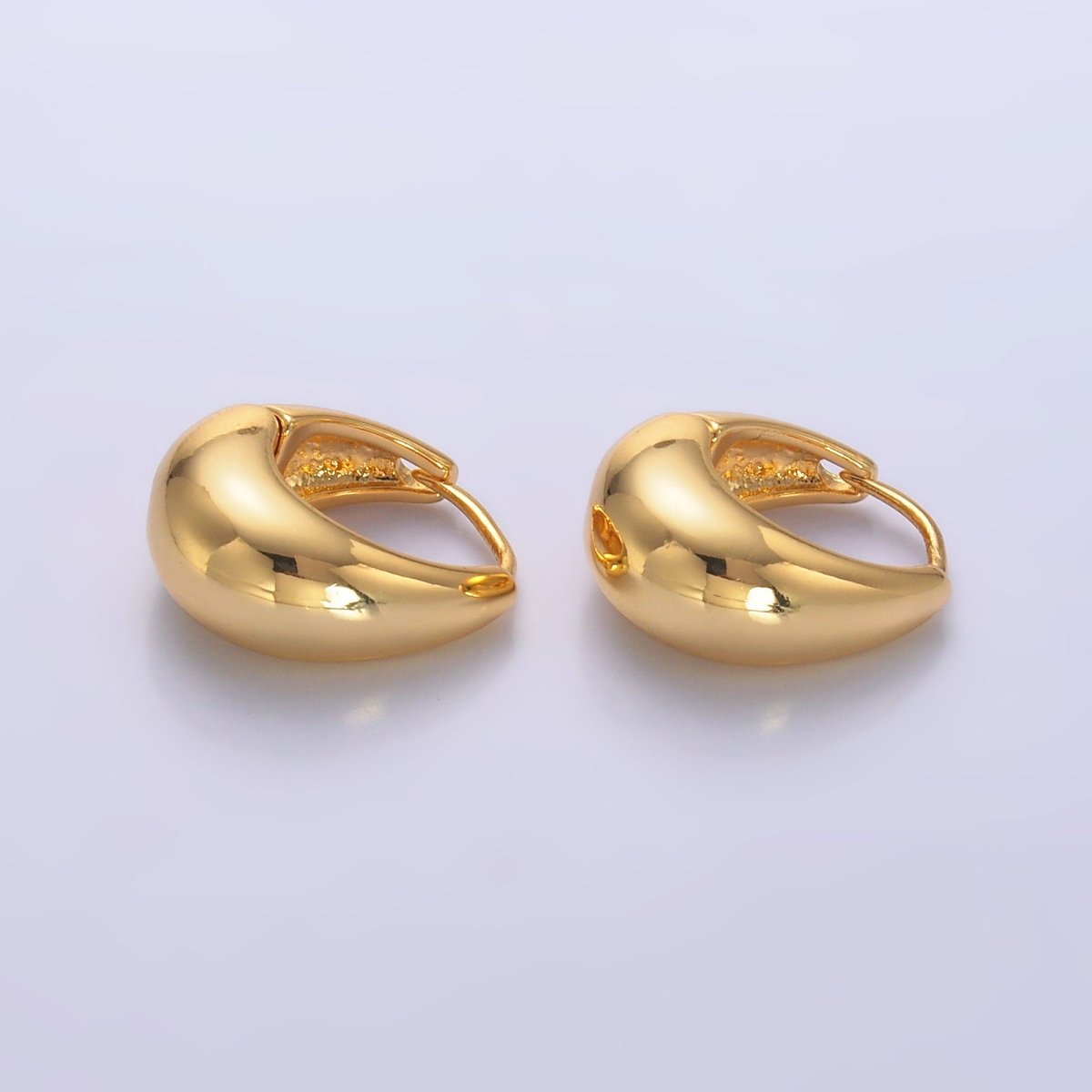 24K Gold Filled 15mm Simple Minimalist Dome Hoop Earrings | AB701