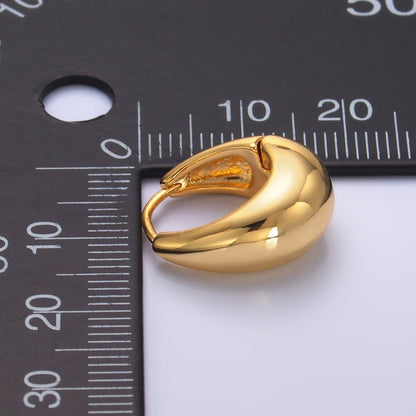24K Gold Filled 15mm Simple Minimalist Dome Hoop Earrings | AB701