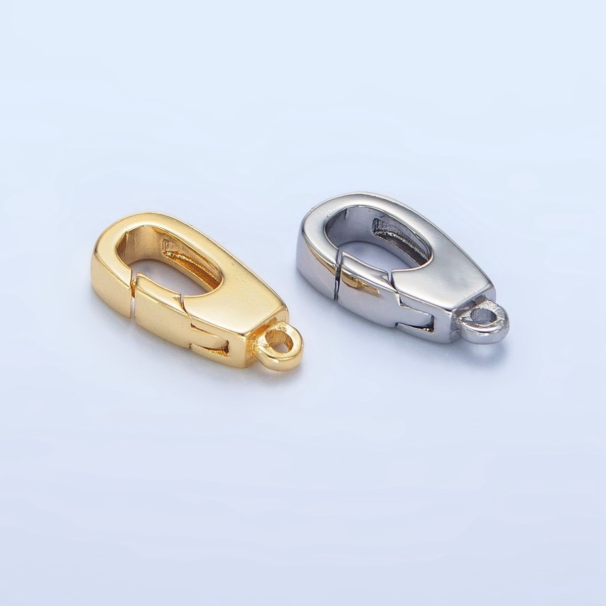 24K Gold Filled 15mm Triggerless Push Rectangle Lobster Clasps Closure Findings in Gold &amp; Silver | Z960