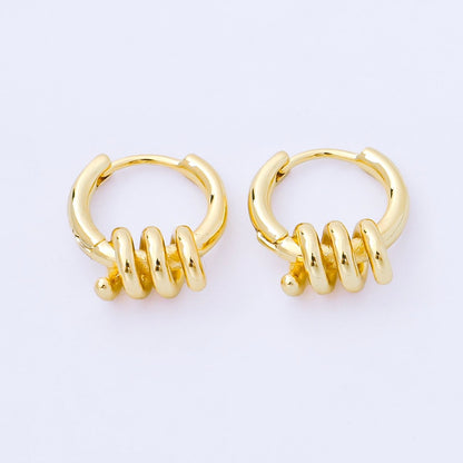 24K Gold Filled 15mm Twisted Spring Huggie Earrings in Gold &amp; Silver | AB1628 AB1629