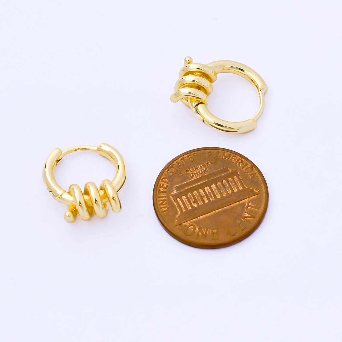 24K Gold Filled 15mm Twisted Spring Huggie Earrings in Gold &amp; Silver | AB1628 AB1629