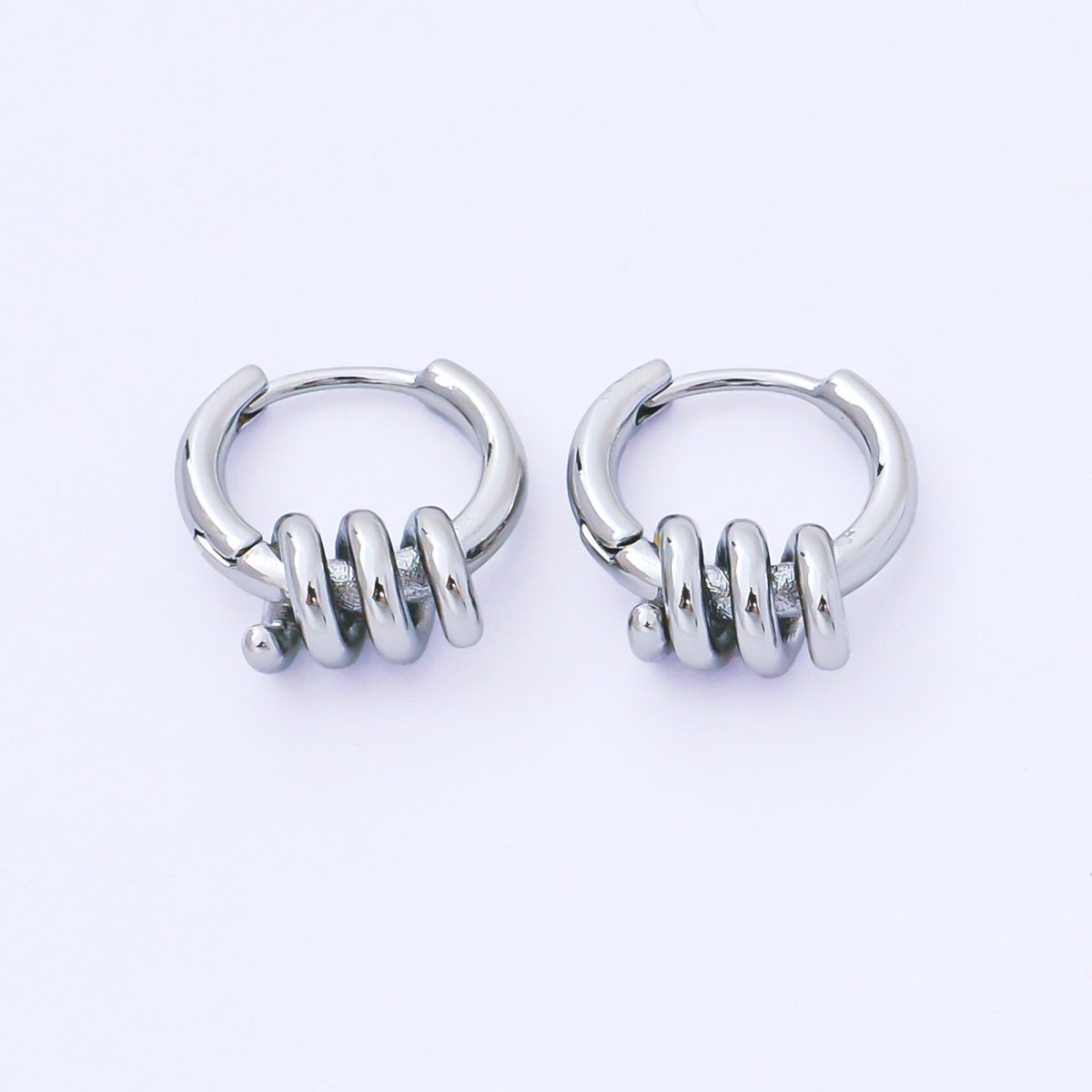 24K Gold Filled 15mm Twisted Spring Huggie Earrings in Gold &amp; Silver | AB1628 AB1629