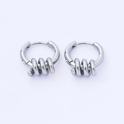24K Gold Filled 15mm Twisted Spring Huggie Earrings in Gold &amp; Silver | AB1628 AB1629