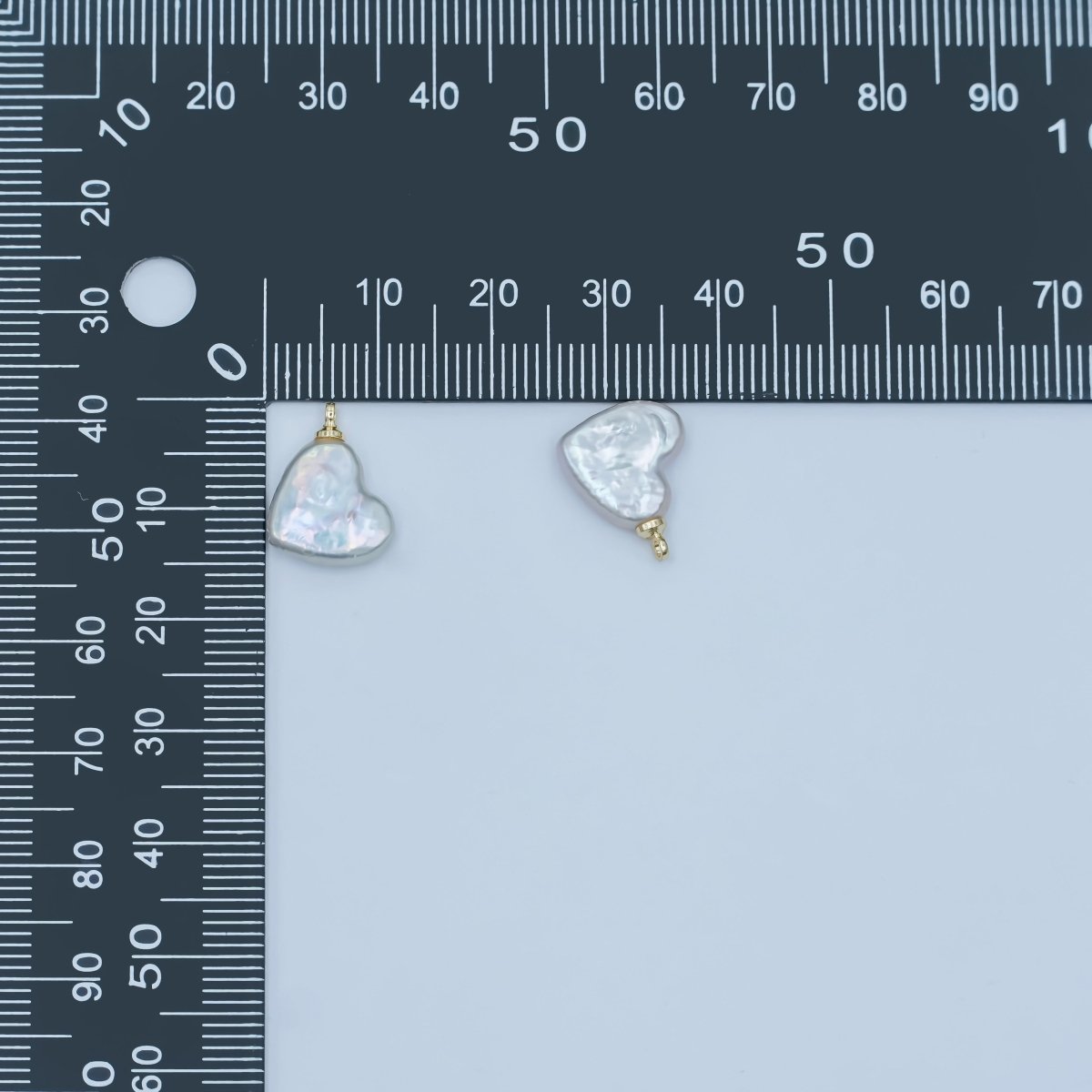 24K Gold Filled 15mm White Freshwater Pearl Sideways Heart Charm | P1663