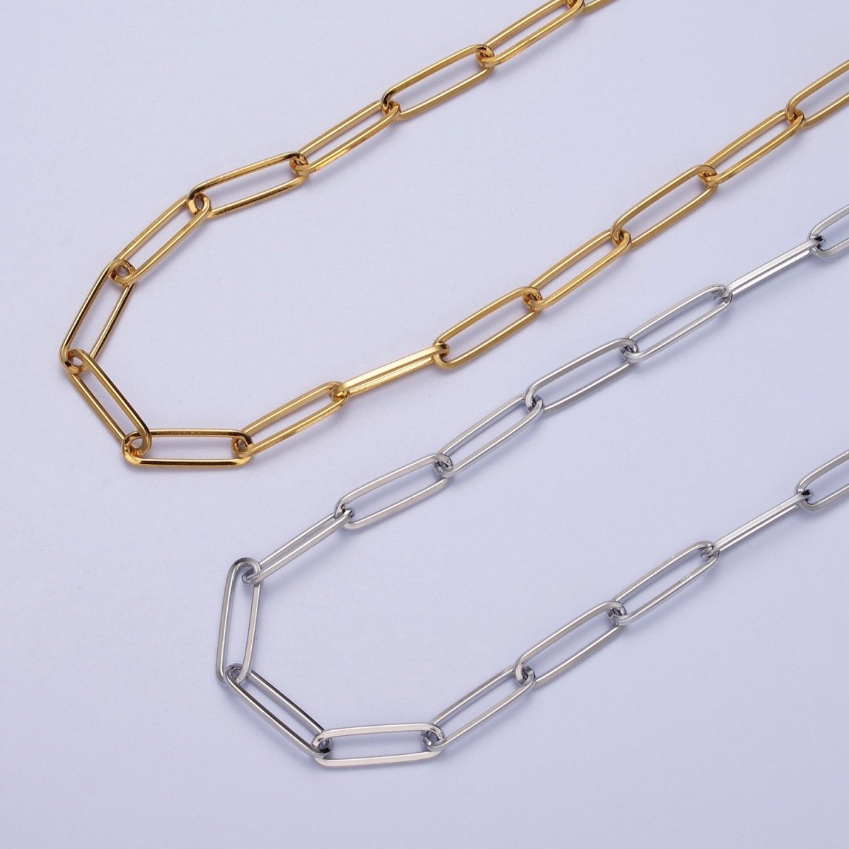 24K Gold Filled 15mm x 4.5mm Paperclip Link Gold, Silver Minimalist Unfinished Chain | ROLL-923 ROLL-924 Clearance Pricing