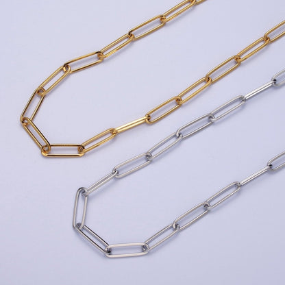 24K Gold Filled 15mm x 4.5mm Paperclip Link Gold, Silver Minimalist Unfinished Chain | ROLL-923 ROLL-924 Clearance Pricing