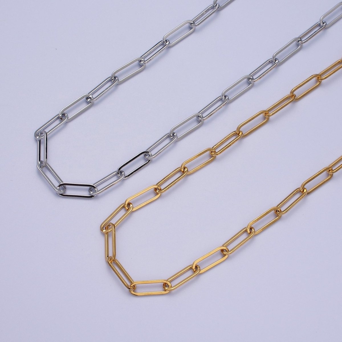 24K Gold Filled 15mm x 5mm Gold, Silver Paper Clip Unfinished Chain | ROLL-988, ROLL-989 Clearance Pricing
