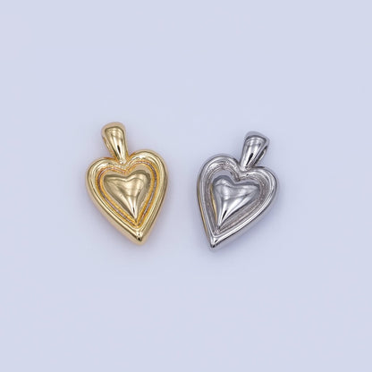 24K Gold Filled 16.5mm Chubby Heart Pendant in Gold &amp; Silver | AH458