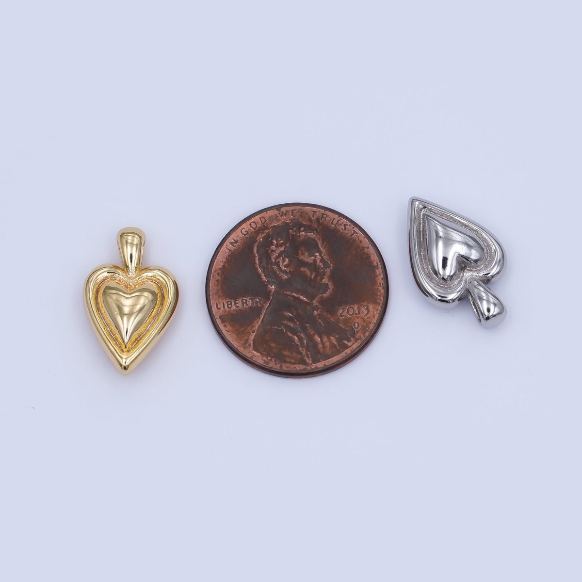 24K Gold Filled 16.5mm Chubby Heart Pendant in Gold &amp; Silver | AH458