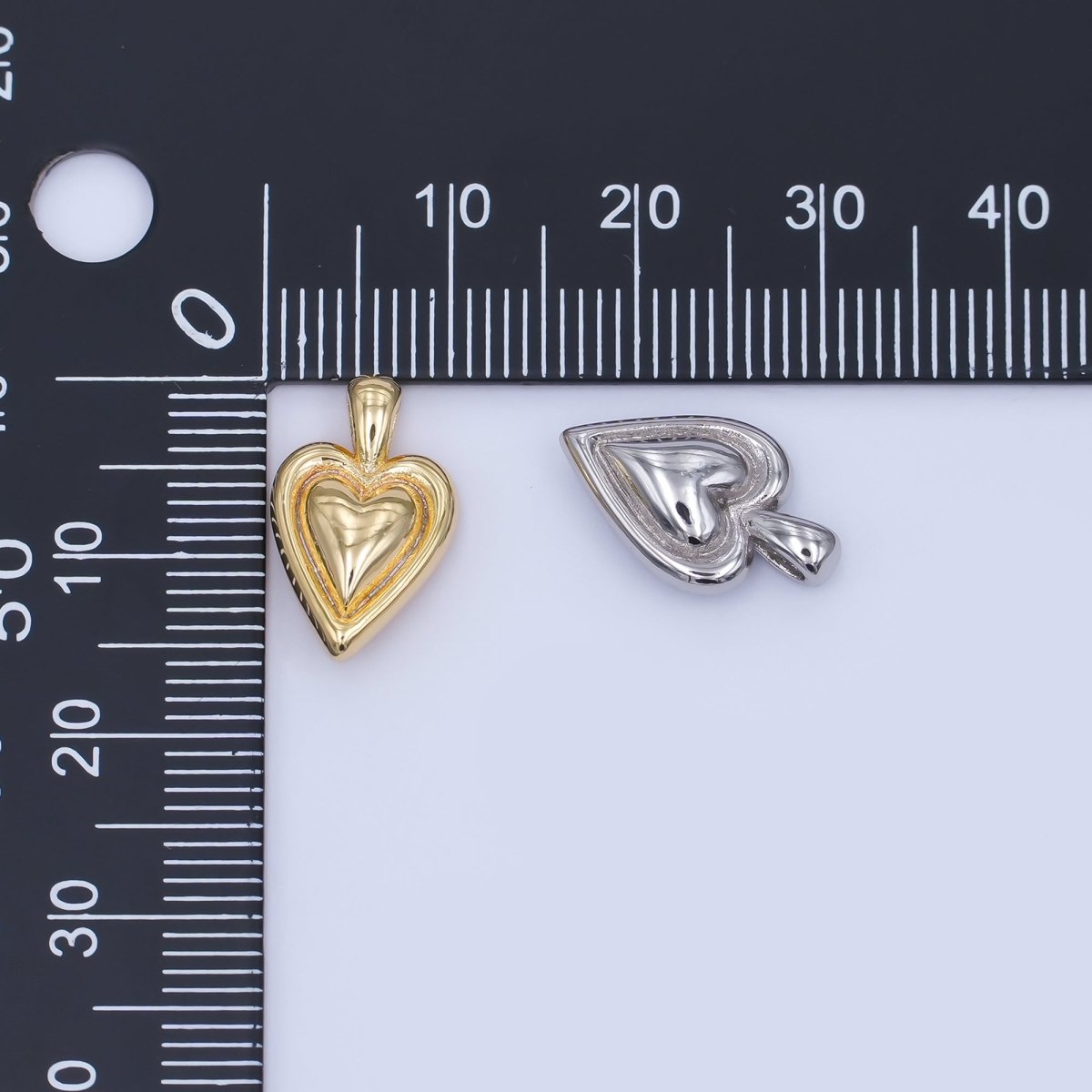 24K Gold Filled 16.5mm Chubby Heart Pendant in Gold &amp; Silver | AH458