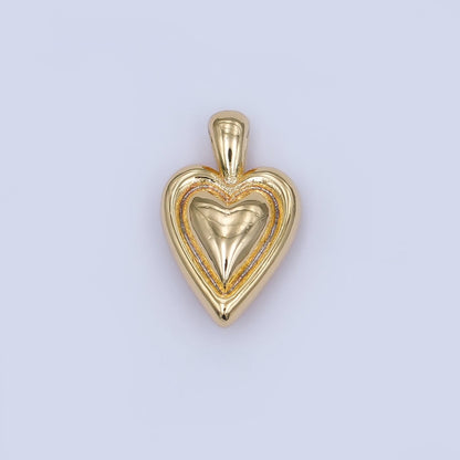 24K Gold Filled 16.5mm Chubby Heart Pendant in Gold &amp; Silver | AH458