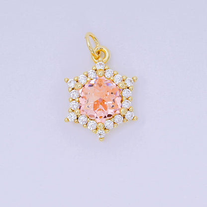 24K Gold Filled 16.9mm Micro Paved &amp; Multicolor CZ Northern Star-Shaped Birthstone Charm | AC-1575 - AC-1581